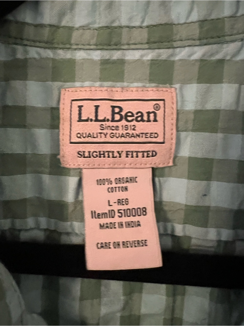 L.L. Bean Men’s Short-Sleeve Green Check Button-Up Shirt 100% cotton L (L117) - Picture 2 of 9